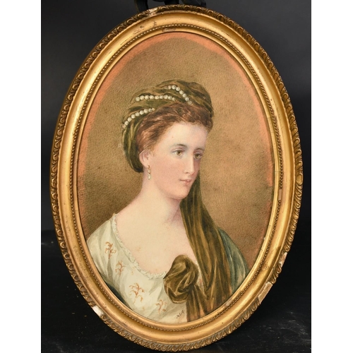 1073 - 19th Century English School, a portrait of Anne Constantia de Ligondes, watercolour, signed with ini... 