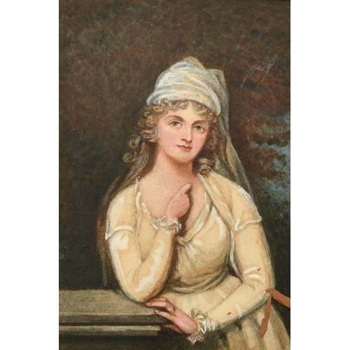 1074 - 19th Century English School, a portrait of Lady Townsend, watercolour, 8.75