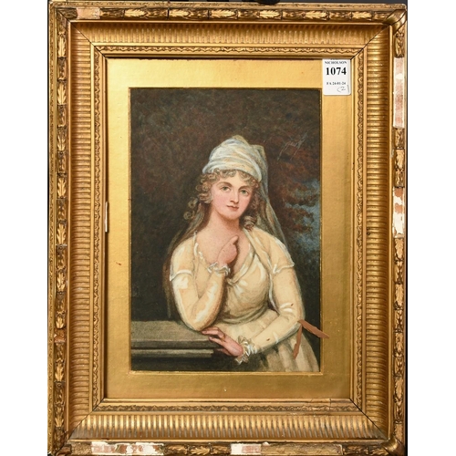 1074 - 19th Century English School, a portrait of Lady Townsend, watercolour, 8.75