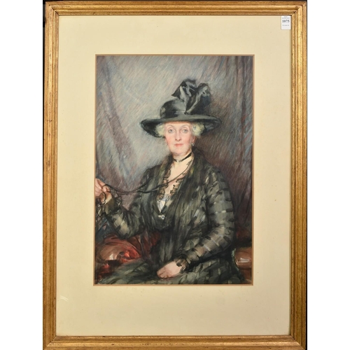 1075 - Early 20th Century, a half length portrait of Lady Magney of Suffolk, watercolour, 20