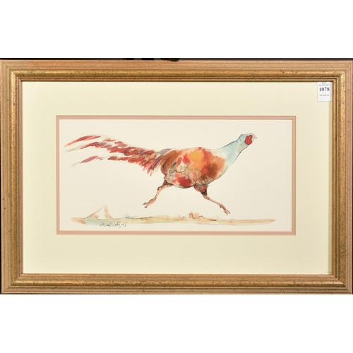 1078 - Claire Norrington (b. 1969), a running pheasant, watercolour, signed Claire Shirley, 7