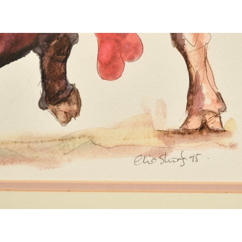 1079 - Claire Norrington (b. 1969), a study of a bull, watercolour, signed Claire Shirley, 10.5