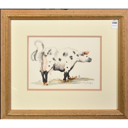 1080 - Claire Norrington (b. 1969), a study of a cow in a field, watercolour, signed Claire Shirley, 7