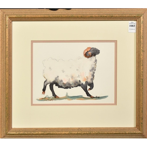 1083 - Claire Norrington (b. 1969), a poised ram, watercolour, signed Claire Shirley, 7