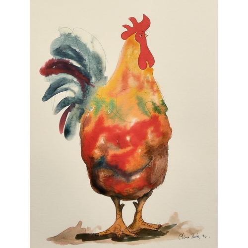 1084 - Claire Norrington (b. 1969), a study of a cockerel, watercolour, signed Claire Shirley, 14