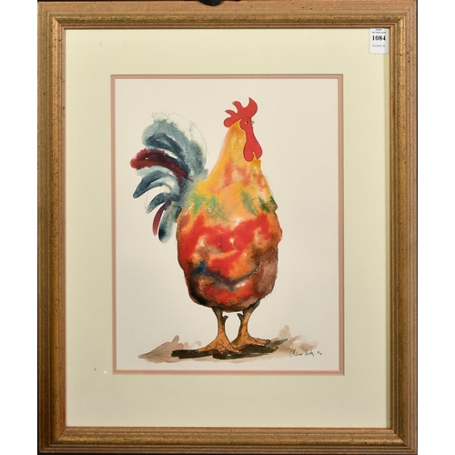 1084 - Claire Norrington (b. 1969), a study of a cockerel, watercolour, signed Claire Shirley, 14