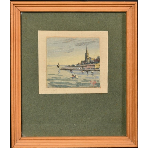 1088 - Edwin Galea (20th Century) Maltese, 'Gozo Boat in Grand Harbour', watercolour, signed and inscribed ... 