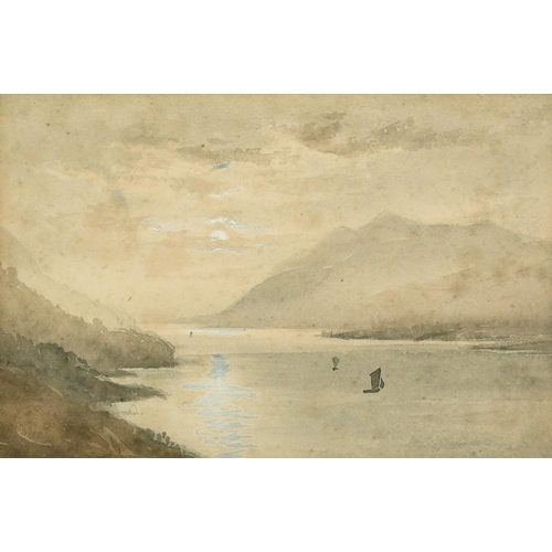 1090 - Attributed to Arthur Severn (1842-1931), 'Lake District', watercolour, gallery label verso, 6.25