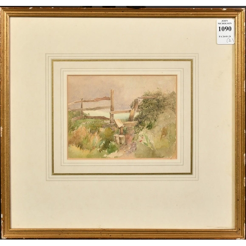 1090 - Attributed to Arthur Severn (1842-1931), 'Lake District', watercolour, gallery label verso, 6.25