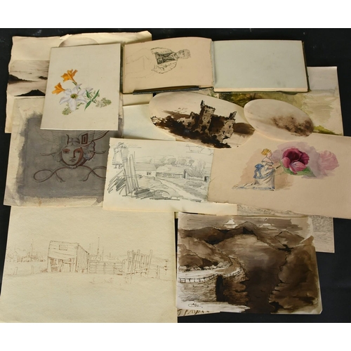 1094 - A collection of unframed sketches and drawings, and a sketchbook, (q).