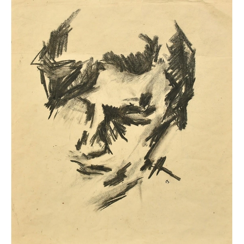 1096 - Manner of Bomberg, a charcoal drawing of a head, 14