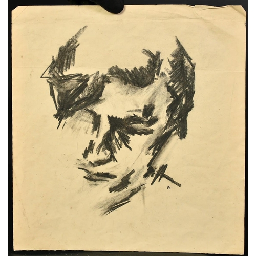 1096 - Manner of Bomberg, a charcoal drawing of a head, 14