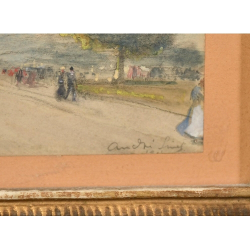 1098 - Andre Sinet (1867-1923) French, a pair of watercolour and gouache views of Paris, signed and dated 1... 