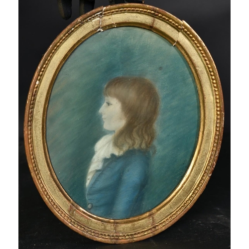 1101 - English School, Circa 1786, a portrait of a young boy, later General Sir Charles Bilson, pastel, 8.5... 