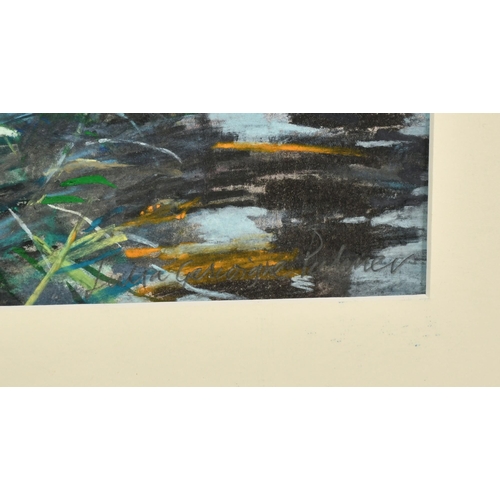 1103 - Julia Gascoigne Palmer (20/21st Century) Surrey Artist, a study of reeds on a riverbank, pastel, sig... 