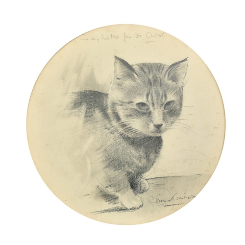 1106 - An Early 20th Century charcoal study of cat, 13