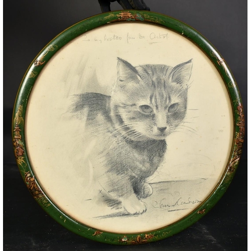 1106 - An Early 20th Century charcoal study of cat, 13