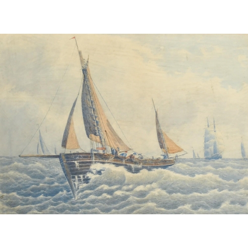 1109 - W. Gorman, late 19th Century, vessels in heavy seas possibly off Ramsgate, watercolour, signed and d... 