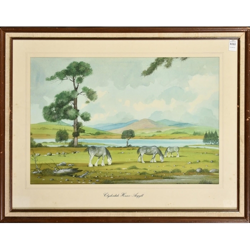 1111 - Bryan Conway (20th Century), 'Clydesdale Horses, Argyll', watercolour, signed, 14