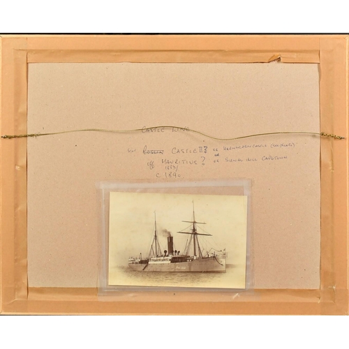 1130 - British School, Circa 1890, A Castle Line Ship moored off a headland, inscribed verso 'Off Mauritius... 