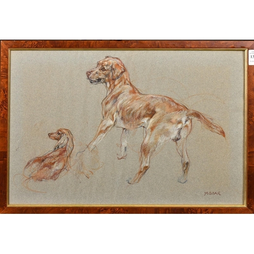 1147 - Mabel Gear (1898-1987), a pastel study of two dogs, signed, 12.5