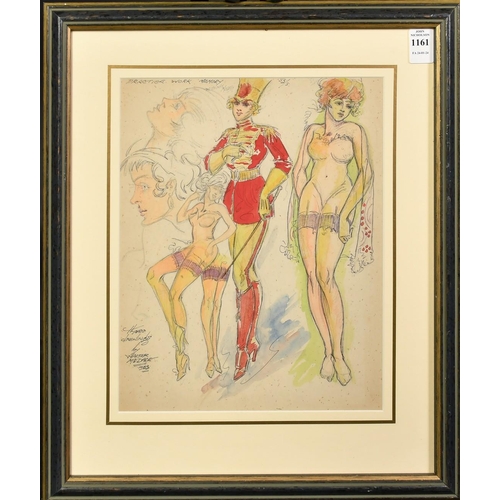 1161 - Walter McDade (20th Century), 'Practice, Work, Memory', a sketch of female figures, watercolour, sig... 