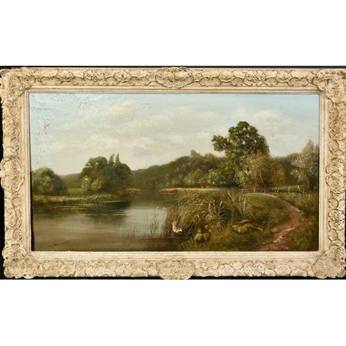 1174 - Henry John Kinnaird (1861-1929), 'On the Thames Above Henley', oil on canvas, signed, inscribed vers... 