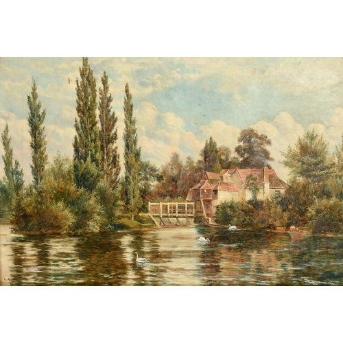 1187 - Theodore Hines (late 19th Century), 'Iffley Mill, On Thames', oil on canvas, signed also inscribed v... 