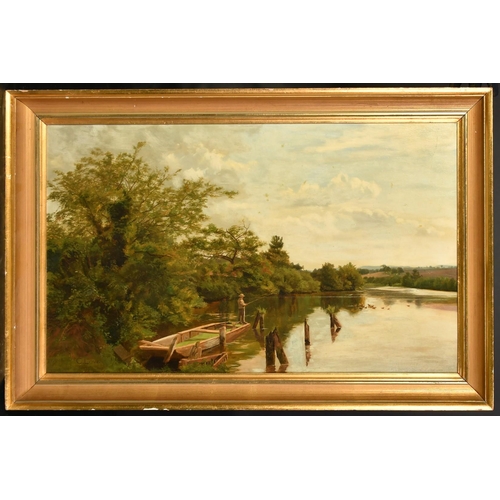 1190 - Charles Low (19th Century), fisherman on a wherry, oil on canvas, signed, 16