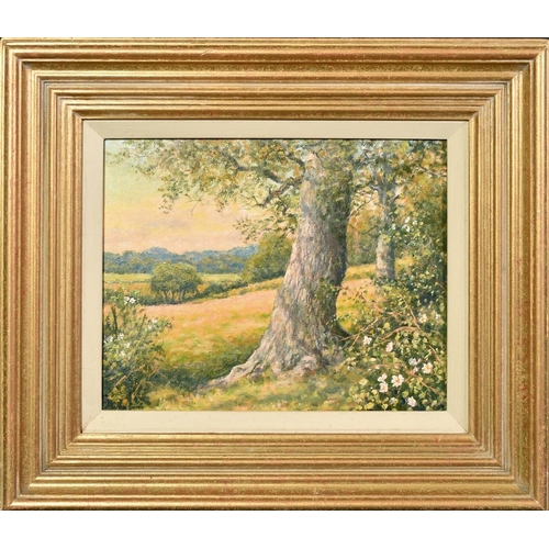 1191 - Mervyn Goode (20/21st Century), 'Dogroses under the Oak, Early Summer', oil on canvas, signed, 8