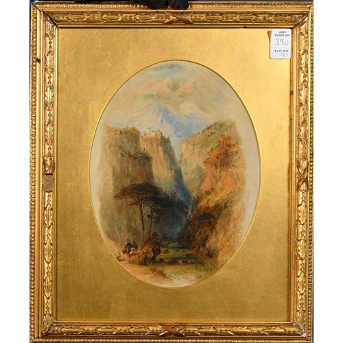 1200 - Attributed to Walter Williams (1834-1906), a pair of oil on board scenes of Continental alpine views... 