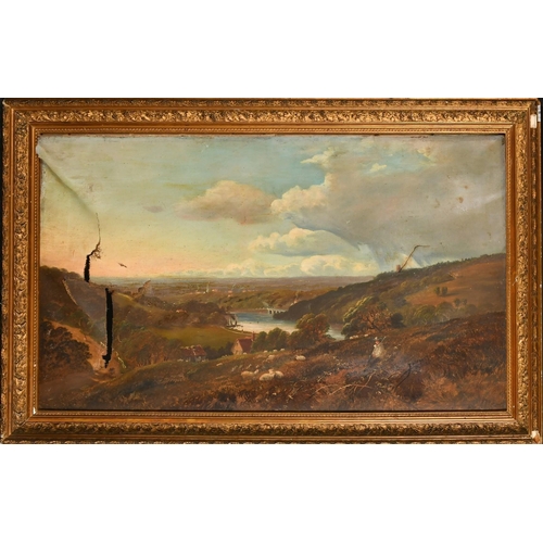 1208 - Circle of Niemann, shepherd resting in a river landscape, oil on canvas, 21