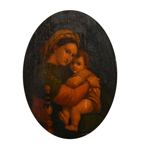 1221 - Early 19th Century, After Raphael, 'Madonna della Seggiola', oil on elm panel, Circa 1850, 20.5