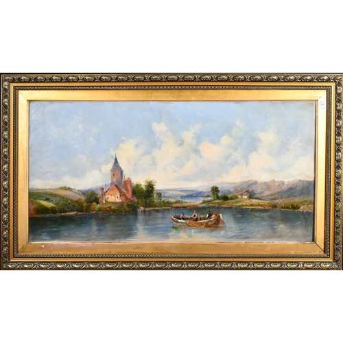 1224 - A M S Marx, Circa 1868, a pair of oil on canvas scenes of figures in a boat crossing a river, oil on... 