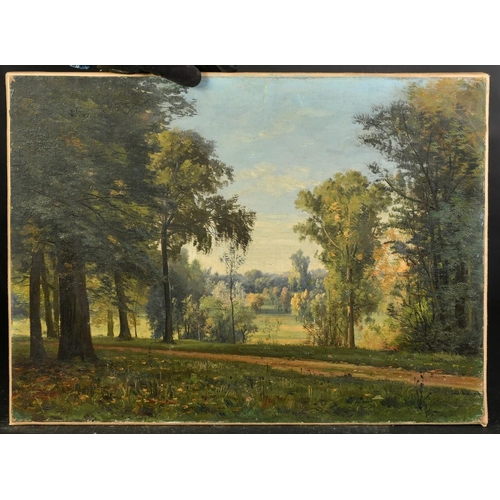 1242 - Kuwasseg, 19th Century, a view through trees in a parkland setting, oil on canvas, signed, 16