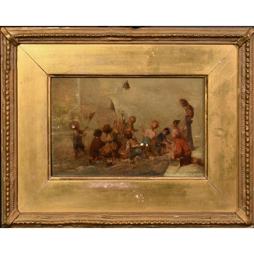 1259 - Albert Ludovici (late 19th Century), children playing in a street, oil on panel, signed, 5.5