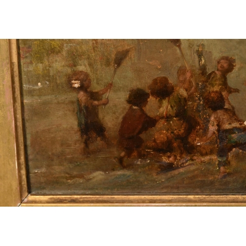 1259 - Albert Ludovici (late 19th Century), children playing in a street, oil on panel, signed, 5.5