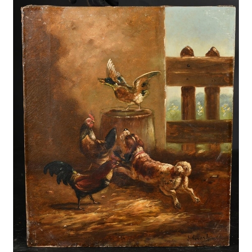 1301 - L. Gerard (late 19th Century), a pair of oil on canvas scenes of dogs in a farmyard with ducks and c... 