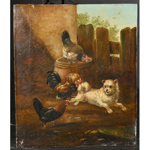 1301 - L. Gerard (late 19th Century), a pair of oil on canvas scenes of dogs in a farmyard with ducks and c... 