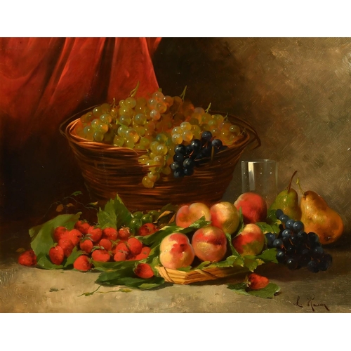 1313 - L. Hauser, late 19th Century Continental School, a pair of still life scenes of fruit, Oil on canvas... 