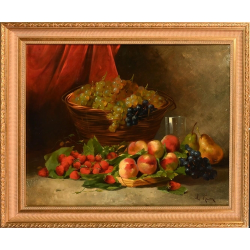 1313 - L. Hauser, late 19th Century Continental School, a pair of still life scenes of fruit, Oil on canvas... 