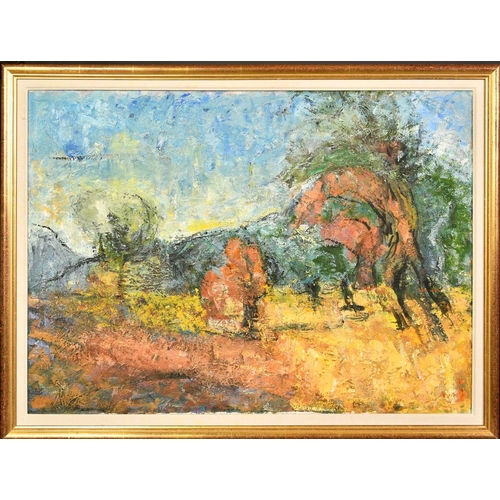 1355 - Pascal Magis (1955-2011) French, a Southern landscape view, oil on canvas, signed verso and dated 95... 