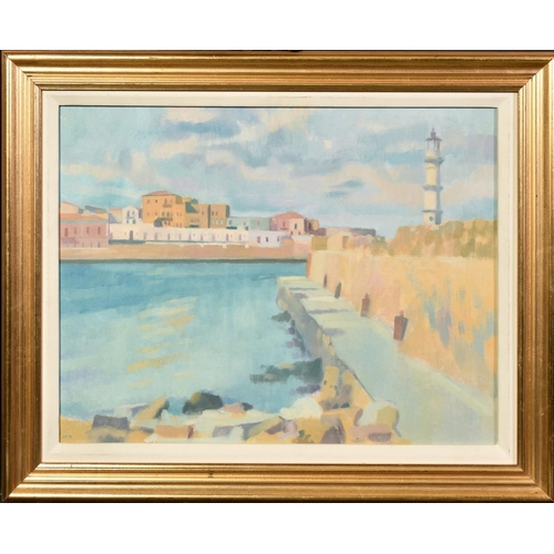 1357 - John Charles Wilkinson, 20th Century, 'Venetian Harbour Wall', oil on board, signed with initials, 1... 