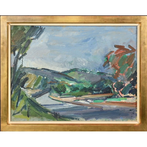 1358 - Peter Coker (1926-2004), 'Landscape Le Muy', oil on canvas, signed with initials, signed verso and d... 