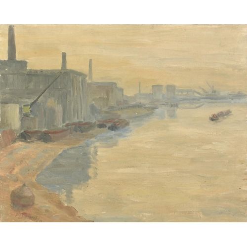 1366 - Ivor Johns (1924-1993), a pair of oil on canvas industrial river landscapes, each signed and dated 5... 