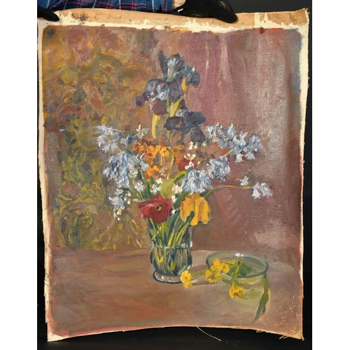 1379 - Attributed to Montague Leder (1897-1976), a group of four still life studies, three on canvas, one o... 