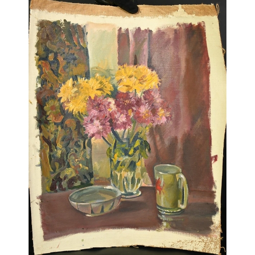 1381 - Attributed to Montague Leder (1897-1976), a group of four still life studies, oil on canvas, each ar... 