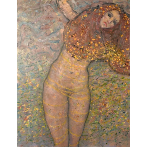 1386 - Kanwaldeep Singh Kang 'Nicks', (1964-2007), 'Yvette', a female nude with golden garlands in her hair... 