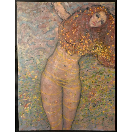 1386 - Kanwaldeep Singh Kang 'Nicks', (1964-2007), 'Yvette', a female nude with golden garlands in her hair... 