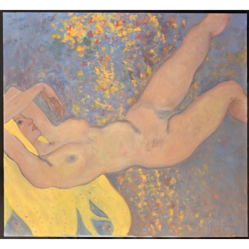 1387 - Kanwaldeep Singh Kang 'Nicks', (1964-2007), 'Summertime', a female nude lying on her back amongst fl... 